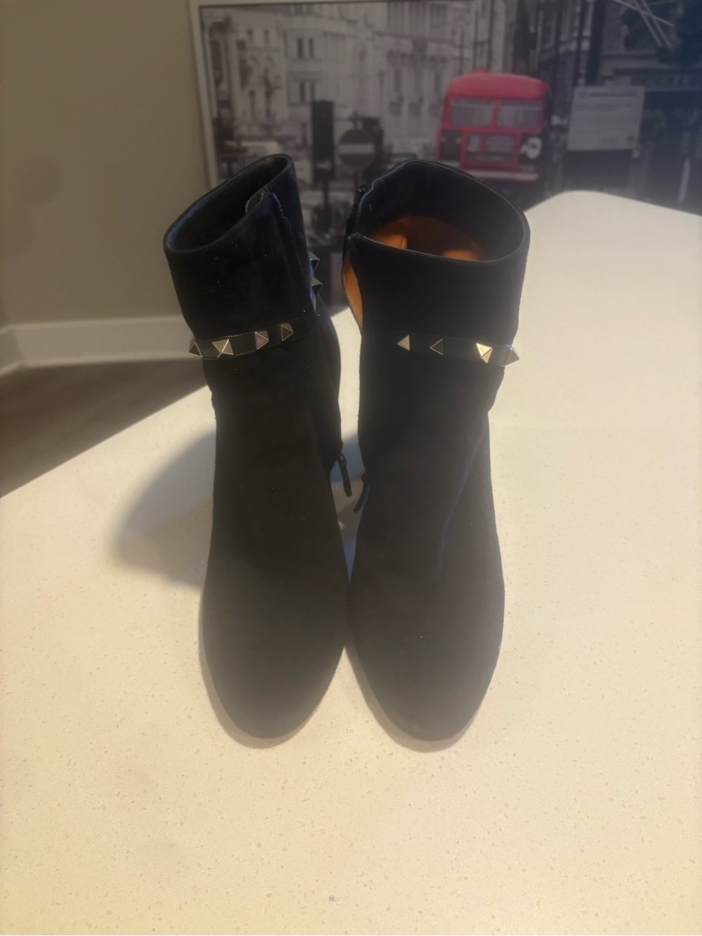 Valentino rock studdedBlack Suede Ankle Boots - Women